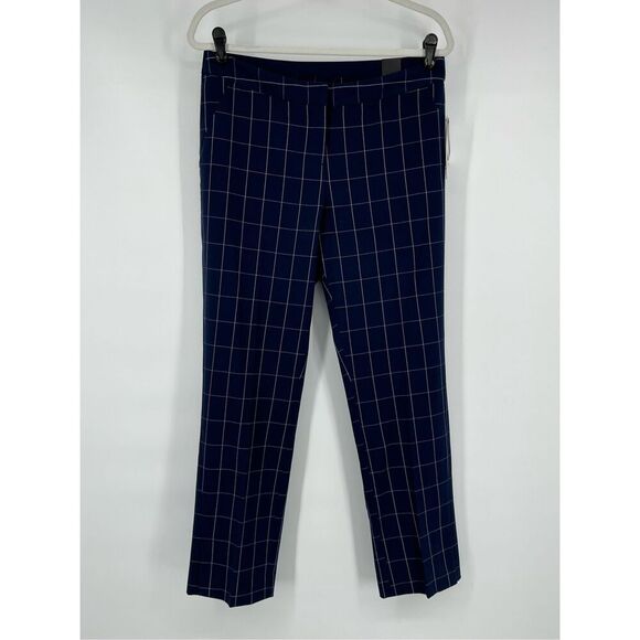 NEW Amanda & Chelsea Hannah Windowpane Modern Fit Straight SplitHem Pant Size 8 - Picture 1 of 9